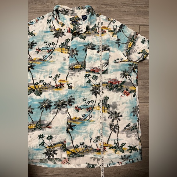 Campia Men’s Extra Large Hawaiian Beach Print Button Up Short Sleeve Shirt - Picture 7 of 13